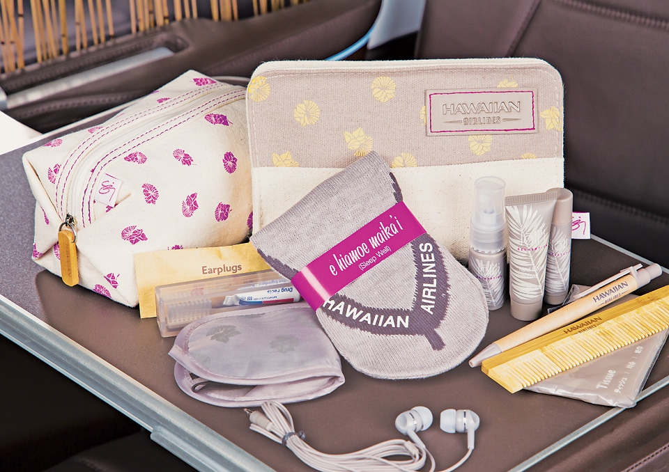 amenity-kit in business class in hawaiian airlines